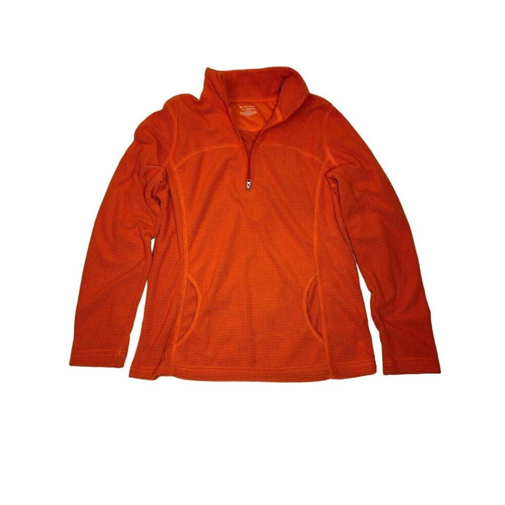 Tek Gear Pullover Jacket Sweatshirt M Women's‎ Orange 1/4 Zip